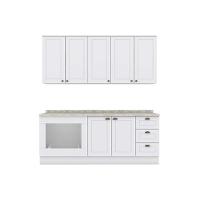 Kit Cozinha Modulada 6 Peças Americana (2aéreos+2balcões+2complementos) C6p83 Branco - Henn - 6
