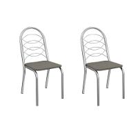 Kit 2 Cadeiras De Cozinha Holanda 2c009cr Aço 2 Un Cromado-linho Escuro - Kappesberg - 1