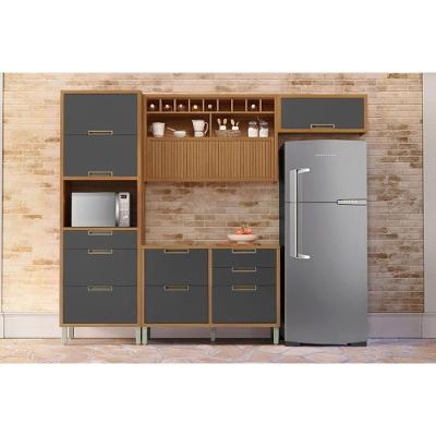 Kit De Cozinha Completa 4 Peças Imperatriz (2aéreos+1balcão+1paneleiro) C4p157 Freijo-grafite - Nesher