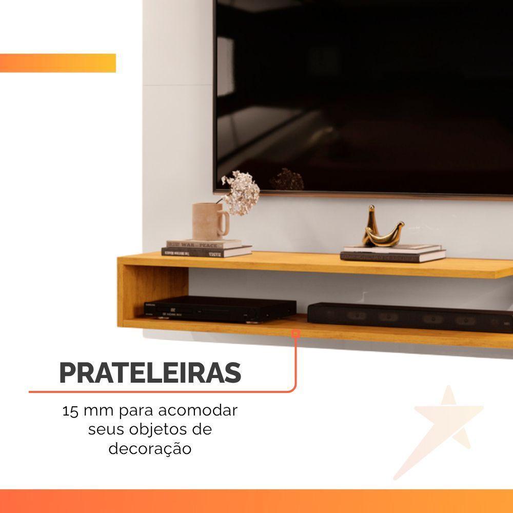Painel Para Tv Até 50 Polegadas Detalhe Frisado Com Prateleiras Gael Cedro/off - 5