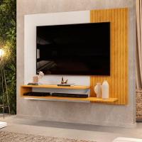 Painel Para Tv Até 50 Polegadas Detalhe Frisado Com Prateleiras Gael Cedro/off - 2