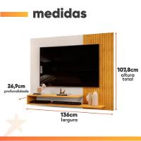 Painel Para Tv Até 50 Polegadas Detalhe Frisado Com Prateleiras Gael Cedro/off - 3