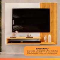 Painel Para Tv Até 50 Polegadas Detalhe Frisado Com Prateleiras Gael Cedro/off - 7