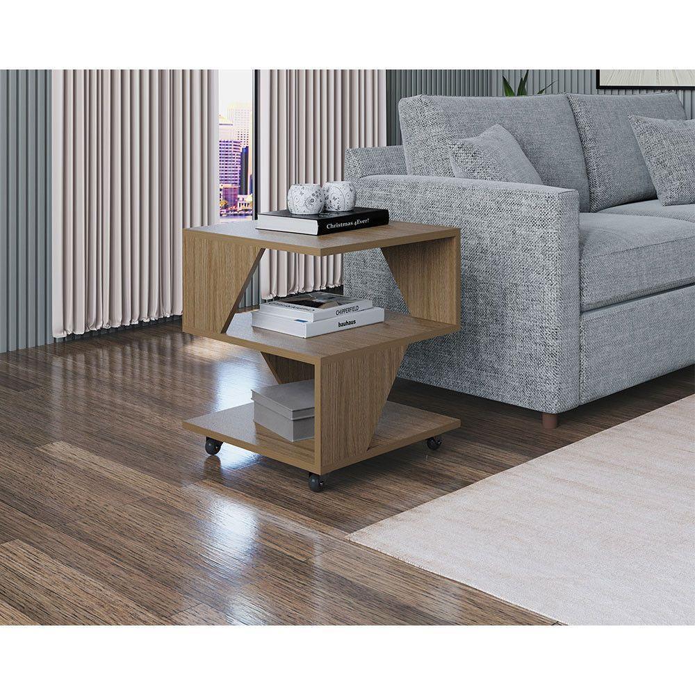 Kit Sapateira Spin Tropical 3 Portas E 2 Mesas De Cabeceira Carvalho/branco - 3