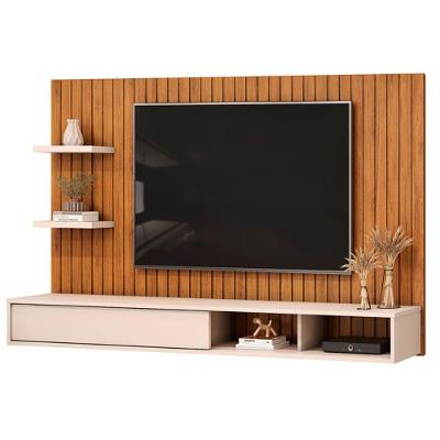 Painel Para Tv Até 60 Polegadas Frisado Com Nichos Icaro Madeirado/off White Madeirado/off White