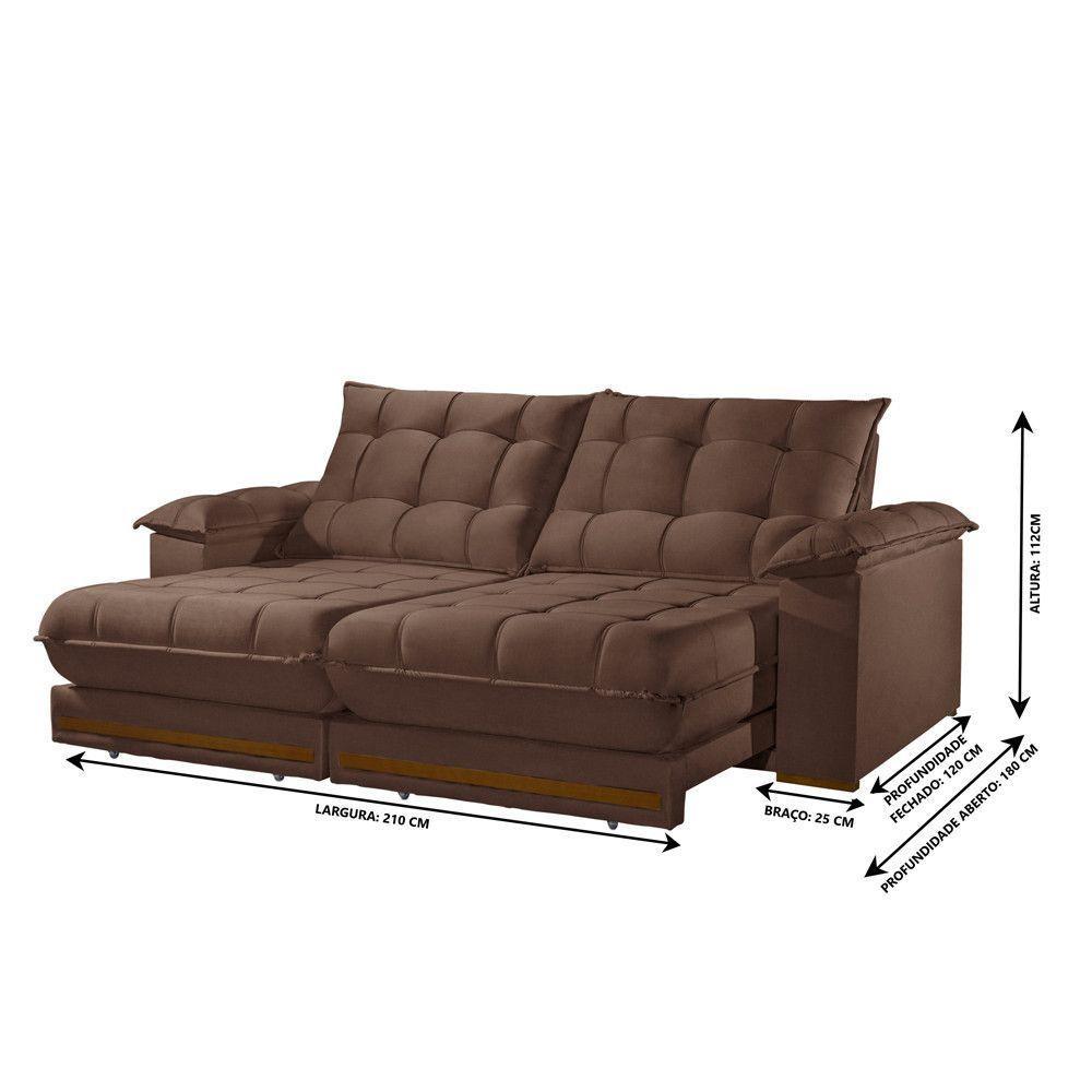 Sofá Retrátil Barcelona 2,10m 3 Lugares Molas Ensacadas Txr Cobre - 3