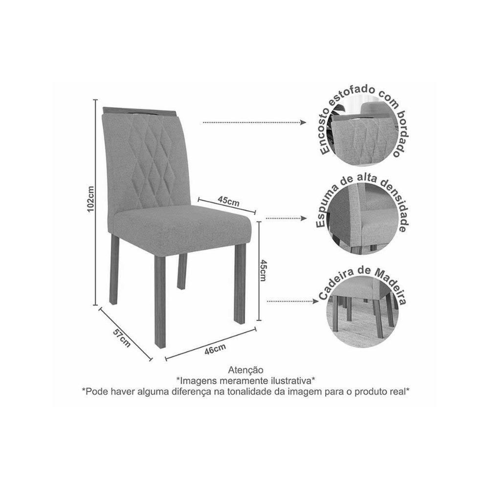 Kit 8 Cadeiras Sala Jantar Juliana Wood 8 Un Carvalho-suede Nude Bege - Cimol - 2