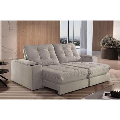 Sofá Retrátil Botucatu 2,50m 04 Lugares Molas Ensacadas Txr Bege