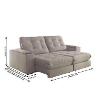 Sofá Retrátil Botucatu 2,50m 04 Lugares Molas Ensacadas Txr Bege - 3