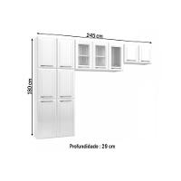 Kit De Cozinha Compacta Topazio C- 11 Portas ( 3 C- Vidro ) Branco - Telasul - 6