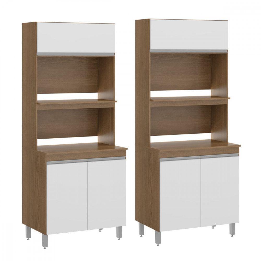 Kit Armário Torre Quente Cozinha Forno/micro Menu Móveis Branco - 1