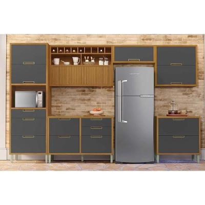 Kit Cozinha Modulada 6 Peças Imperatriz (3aéreos+2balcões+1paneleiro) C6p85 Freijo-grafite - Nesher