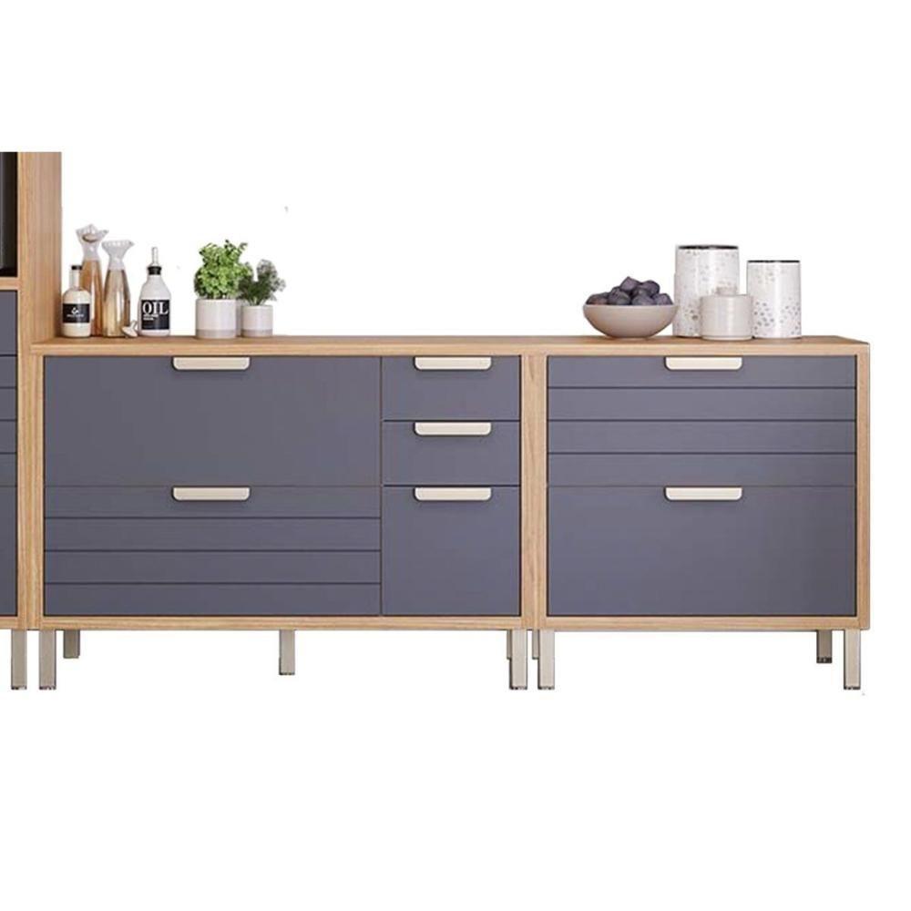 Kit Cozinha Modulada 6 Peças Eloise (3aéreos+2balcões+1paneleiro) Cz026 Freijo-titanium - Mgm - 8