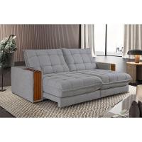 Sofá Retrátil Berlim 2,30m 4 Lugares Molas Ensacadas Txr Prata - 1