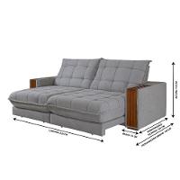 Sofá Retrátil Berlim 2,30m 4 Lugares Molas Ensacadas Txr Prata - 3