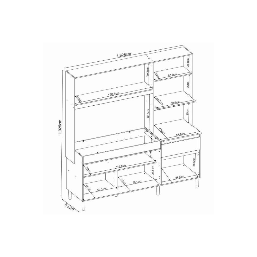 Kit De Cozinha Compacta Amaranto C- 5 Portas E 1 Gaveta 182cm Amendola-nude Prime Tx - Demóbile - 2