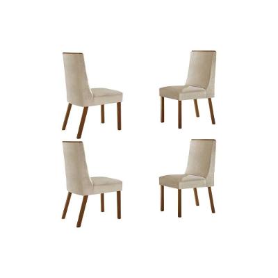 Kit 4 Cadeiras Sala Jantar Dakota 4 Un Naturalle-suede Creme - Rufato