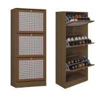 Kit 2 Sapateiras Tropical 3 Portas Multiuso Vertical Poquema Carvalho - 1