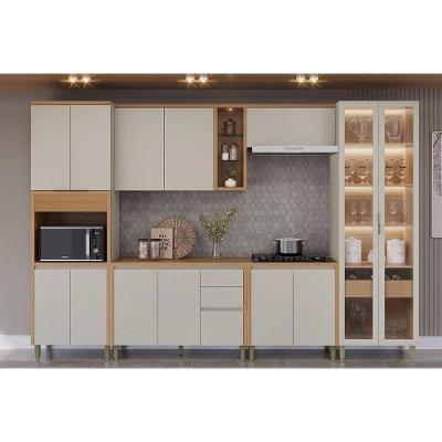 Kit Cozinha Completa 6 Peças Allure (2aéreos+2balcões+1cristaleira+1paneleiro) Cp07 Jequitiba-gris Fosco - Linea Brasil