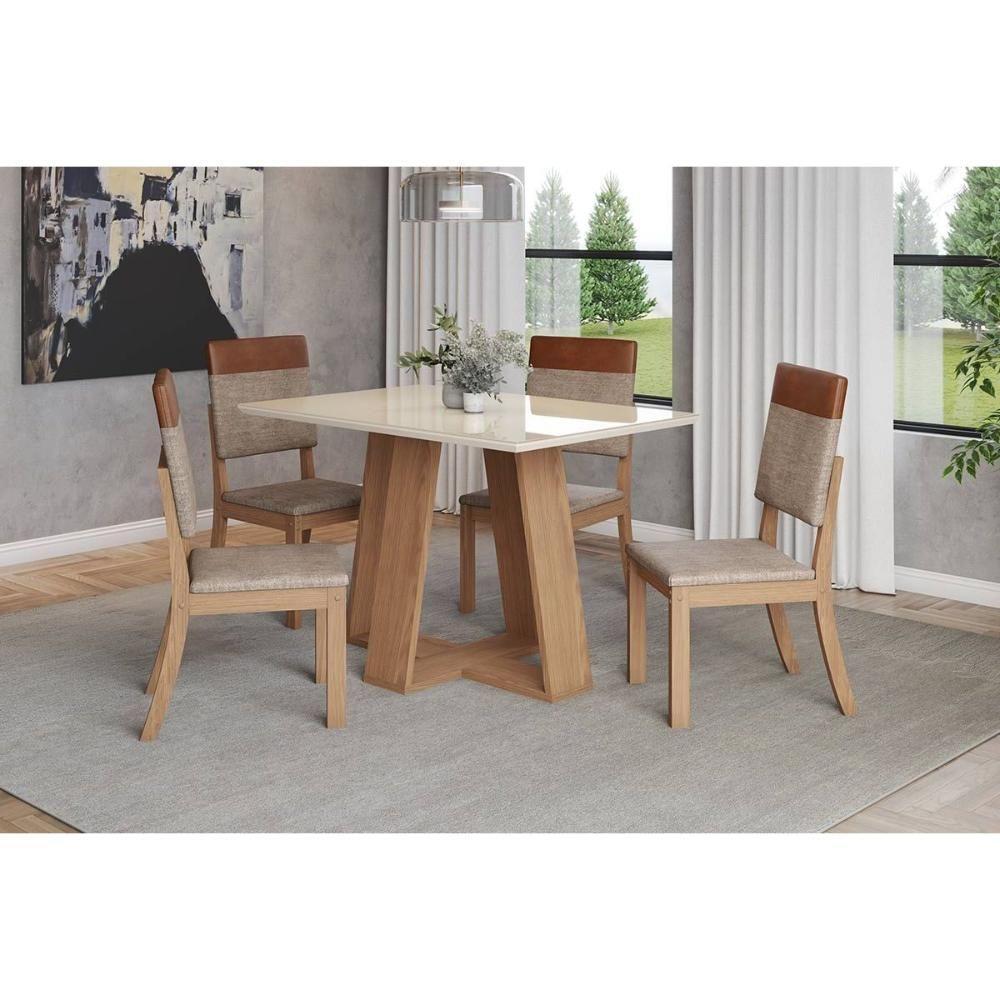 Kit 2 Cadeiras Sala Jantar Mila Plus 2 Un Nature-corano Caramelo-linho Creme - Henn - 2