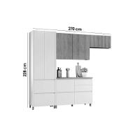 Kit Cozinha Modulada 4 Peças Rainha (2aéreos+1balcão+1paneleiro) C4p158 Branca-nature - Nesher - 3