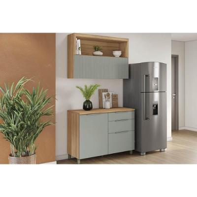 Kit de Cozinha Completa Marquesa 4 Portas 7 Gavetas MDF 120cm Verde Nature