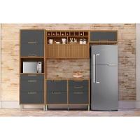 Kit Cozinha Modulada 4 Peças Imperatriz (2aéreos+1balcão+1paneleiro) C4p157 Freijo-grafite - Nesher - 1