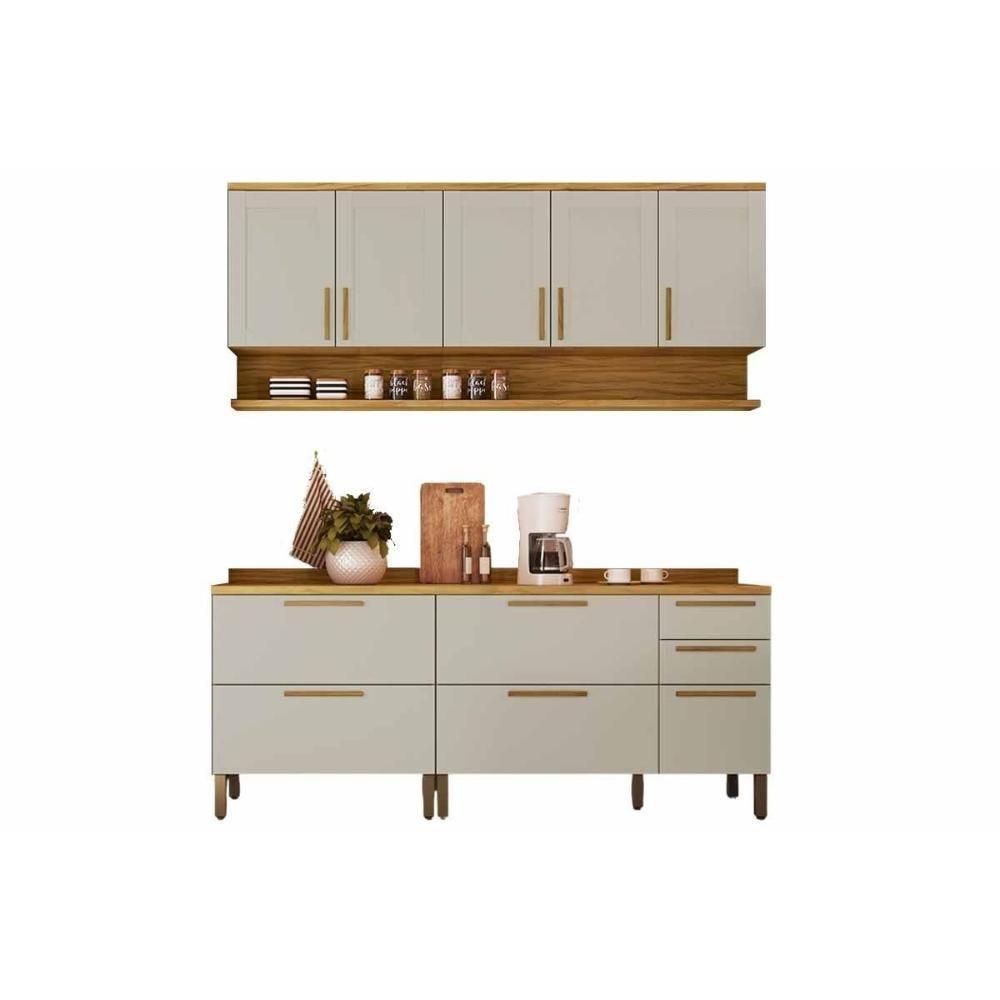 Kit Cozinha Modulada 4 Peças Riesling (2aéreos+2balcões) C4p247 Amendoa-off White - Ronipa - 1
