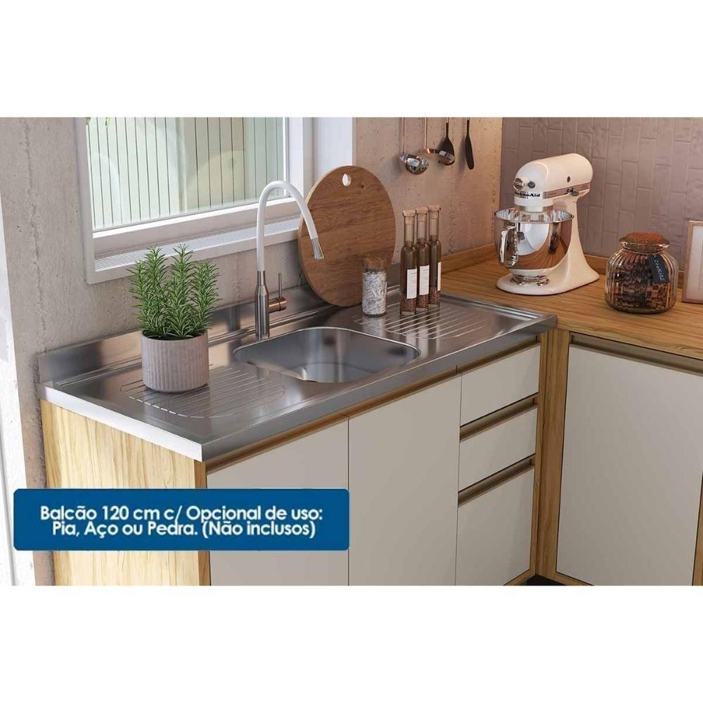 Kit Cozinha Modulada 4 Peças Riesling (2aéreos+2balcões) C4p247 Amendoa-off White - Ronipa - 3