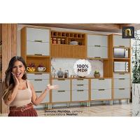 Kit Cozinha Modulada 8 Peças Imperatriz (3aéreos+4balcões+1ilha) C8p53 Freijo-off White - Nesher