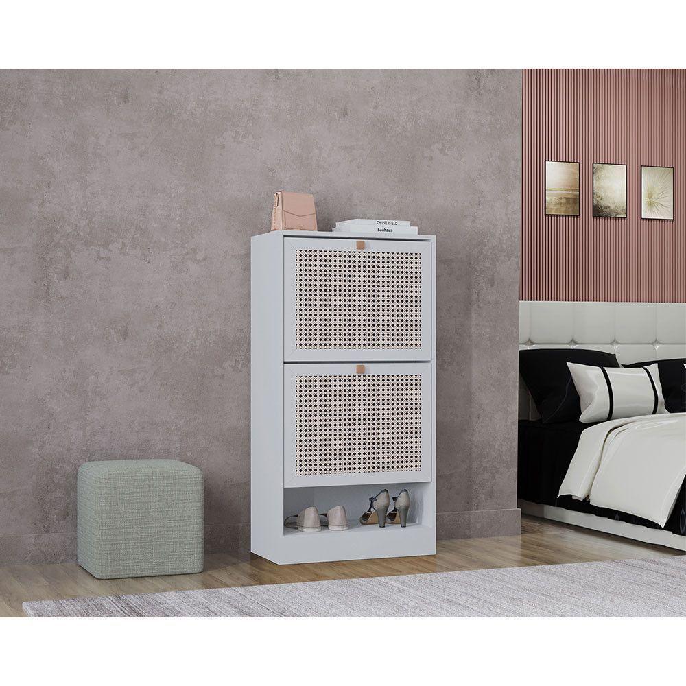 Kit 2 Sapateiras Tropical 2 Portas Multiuso Vertical Poquema Branco - 2