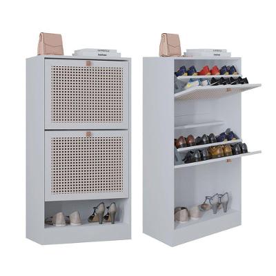 Kit 2 Sapateiras Tropical 2 Portas Multiuso Vertical Poquema Branco