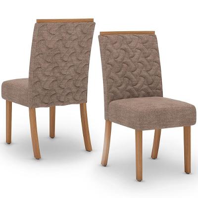 Kit 2 Cadeiras Estofadas Sala De Jantar Esther Suede Cacao Henn Suede Cacao