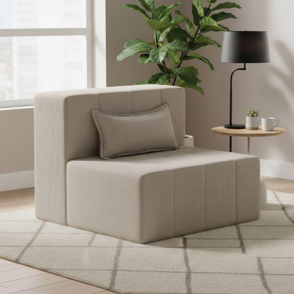 Sofá Puff In Box Modular Com Encosto - Smart Pack Vanilla - 3