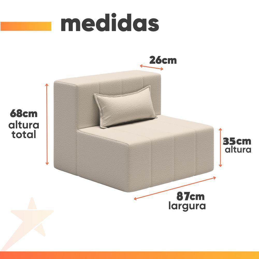 Sofá Puff In Box Modular Com Encosto - Smart Pack Vanilla - 4