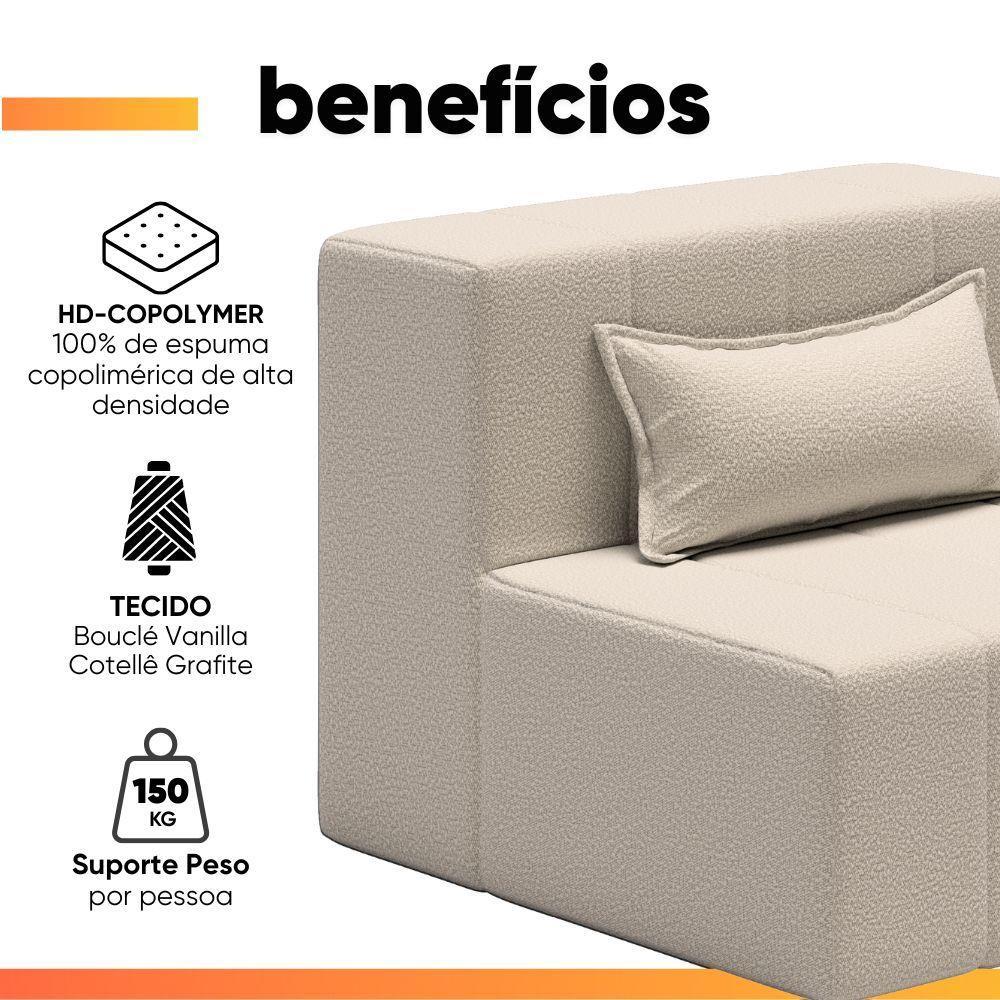 Sofá Puff In Box Modular Com Encosto - Smart Pack Vanilla - 5
