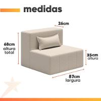 Sofá Puff In Box Modular Com Encosto - Smart Pack Vanilla