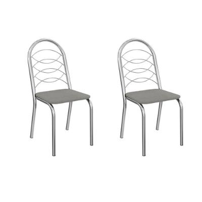 Kit 2 Cadeiras De Cozinha Holanda 2c009cr Aço 2 Un Cromado-boucle Cinza - Kappesberg