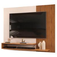 Painel Para Tv Até 50 Polegadas Detalhe Frisado Com Prateleiras Gael Madeirado/off White - 1