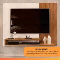 Painel Para Tv Até 50 Polegadas Detalhe Frisado Com Prateleiras Gael Madeirado/off White - 7