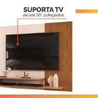 Painel Para Tv Até 50 Polegadas Detalhe Frisado Com Prateleiras Gael Madeirado/off White - 8