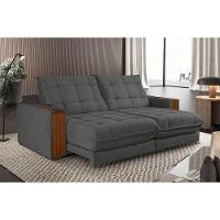 Sofá Retrátil Berlim 2,50m 4 Lugares Molas Ensacadas Txr Cinza - 1