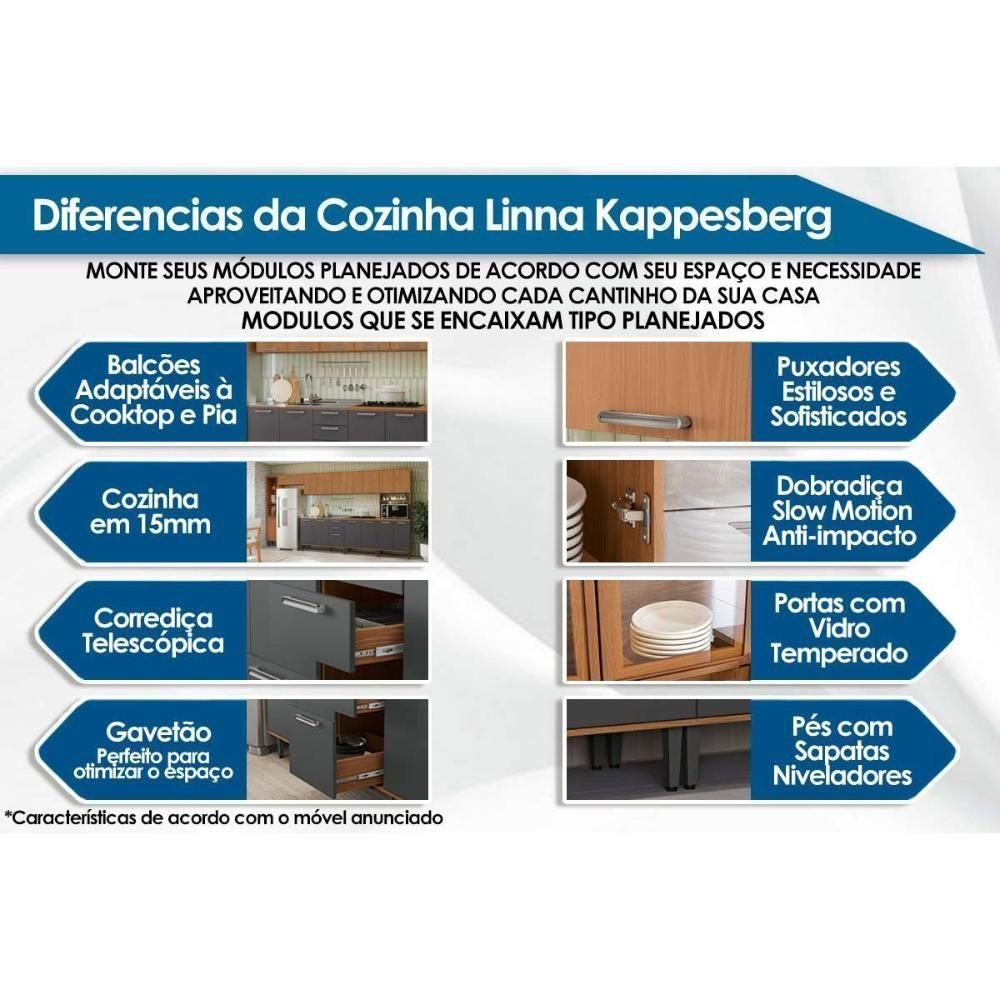 Paneleiro De Cozinha Linna T726 C- 4 Portas E 1 Nicho P- Forno 70cm Canela-off White - Kappesberg - 2