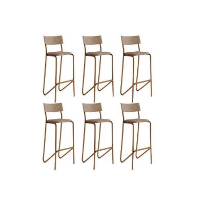 Kit 6 Banquetas De Cozinha Atlas 1747 6 Uni Rose-linho Areia-courano Caramelo - Carraro