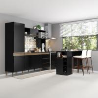 Kit Cozinha Compacta Bancada Ilha Gourmet Mdp Menu Móveis Preto - 1