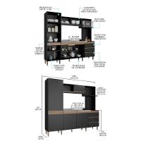 Kit Cozinha Compacta Bancada Ilha Gourmet Mdp Menu Móveis Preto - 2