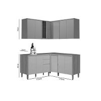 Kit Cozinha Modulada 6 Peças Allure (3aéreos+3balcões) Cp28 Jequitiba-gris Fosco - Linea Brasil