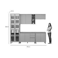 Kit Cozinha Modulada 5 Peças Allure (2aéreos+2balcões+1cristaleira) Cp23 Jequitiba-gris Fosco - Linea Brasil