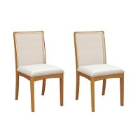 Kit 2 Cadeiras Sala Jantar Lara 2cmm009ca Premium Madeira Maciça 2 Un Carvalho-boucle Bege Caqui-tela Bege - Kappesberg - 1