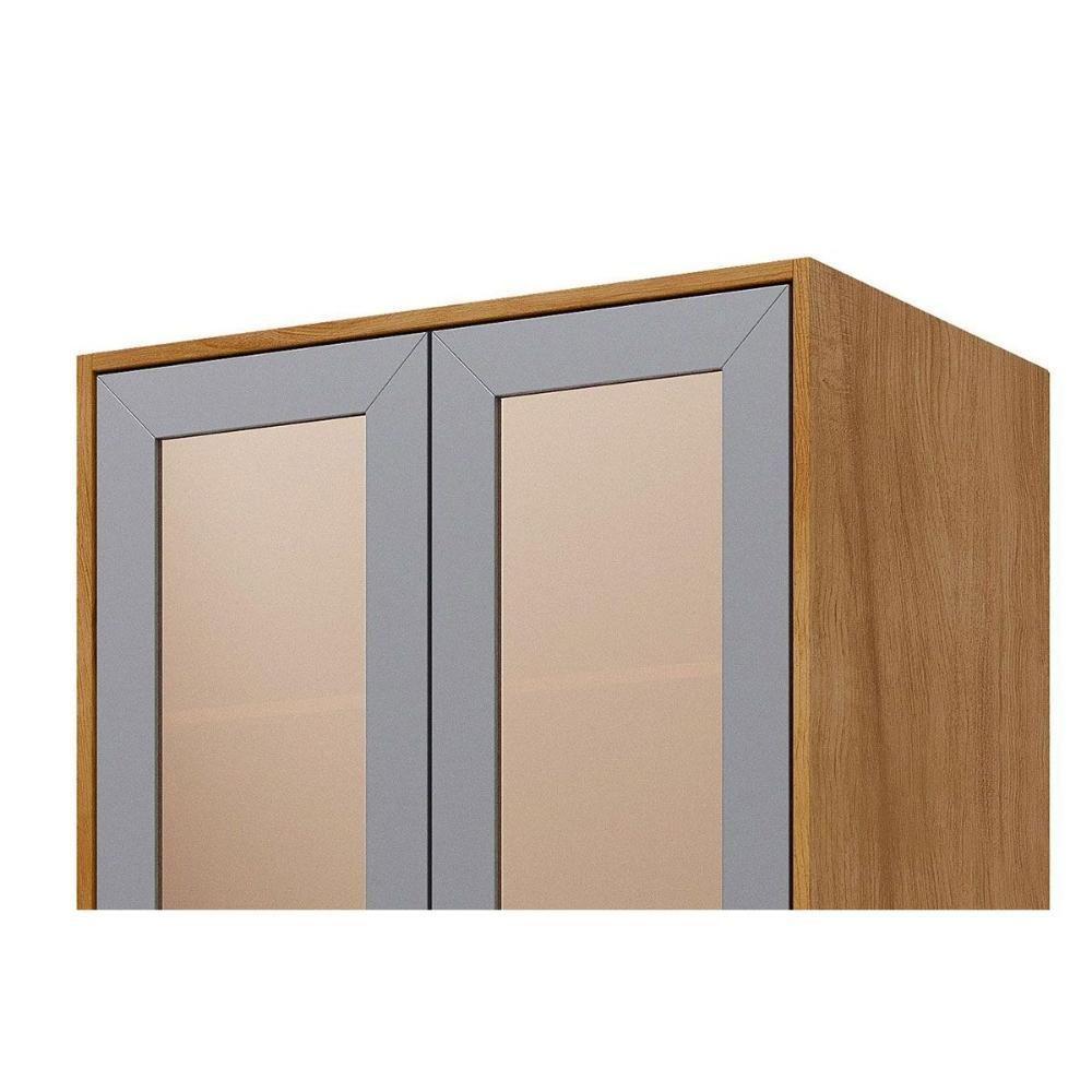 Paneleiro De Cozinha Cristaleira Celeste C- 4 Portas (2 C- Vidro Reflecta) E 1 Nicho 70cm Cinamomo-off White - Mgm - 4